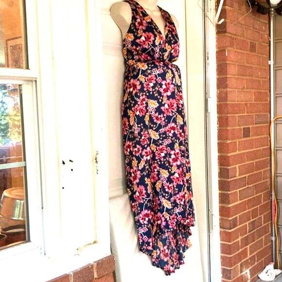 OLD NAVY Maternity V Neck Midi Floral Sleeveless Dress Womens Large - Picture 2 of 14